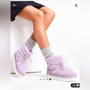 NWOT South Beach Padded Borg Fleece Snow Boots in purple size 7